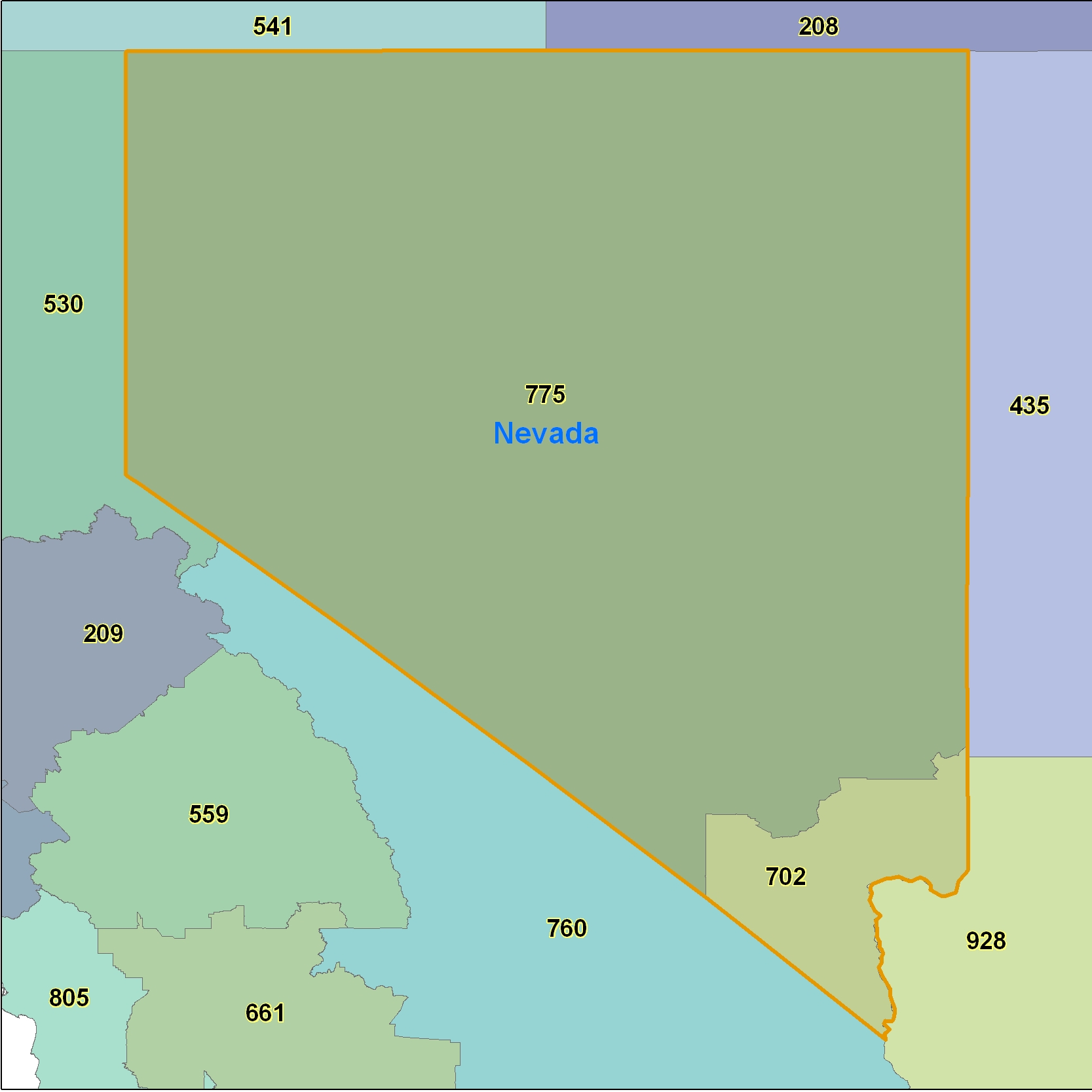Nevada Area Code Maps Nevada Telephone Area Code Maps Free Nevada