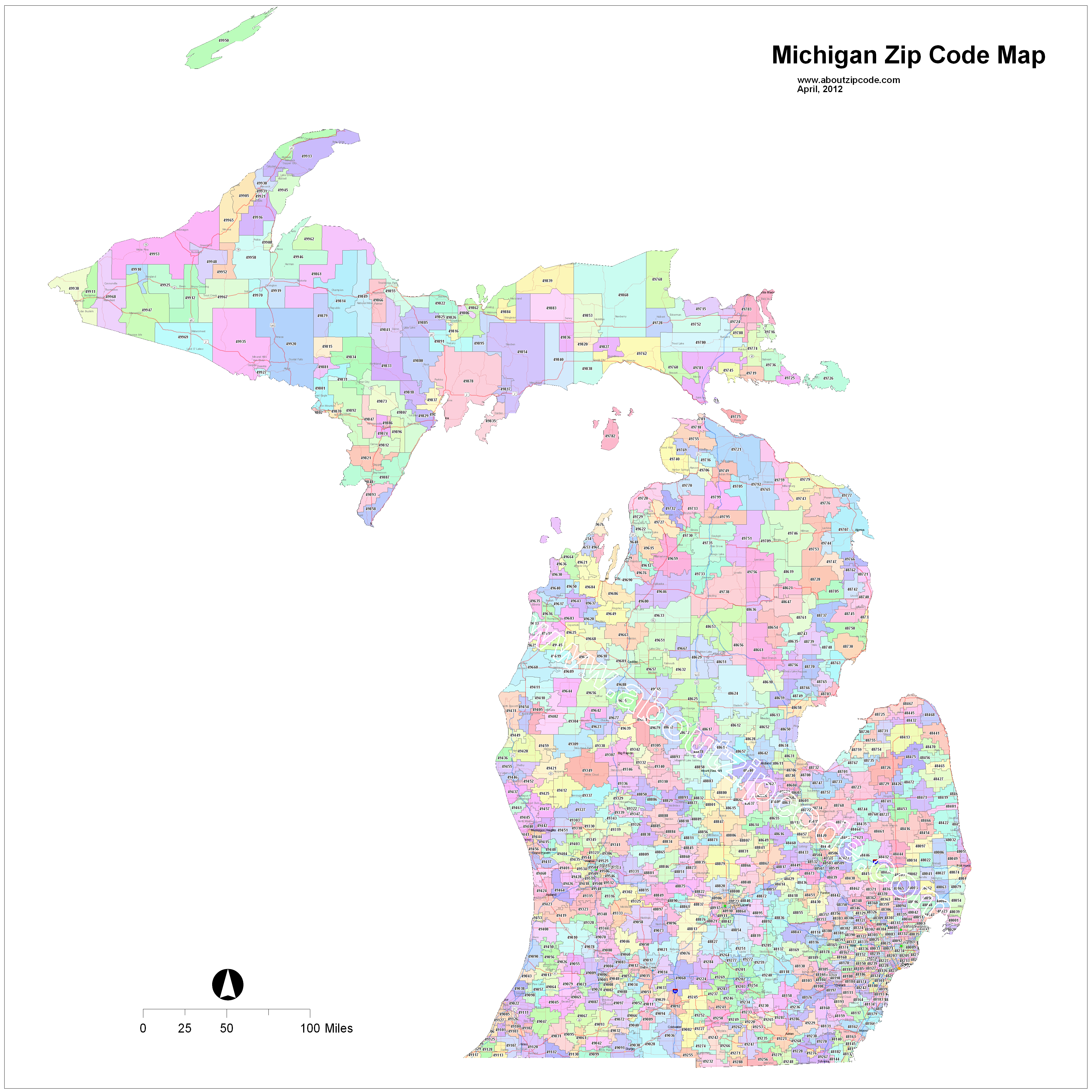 Michigan Map With Zip Codes 9869
