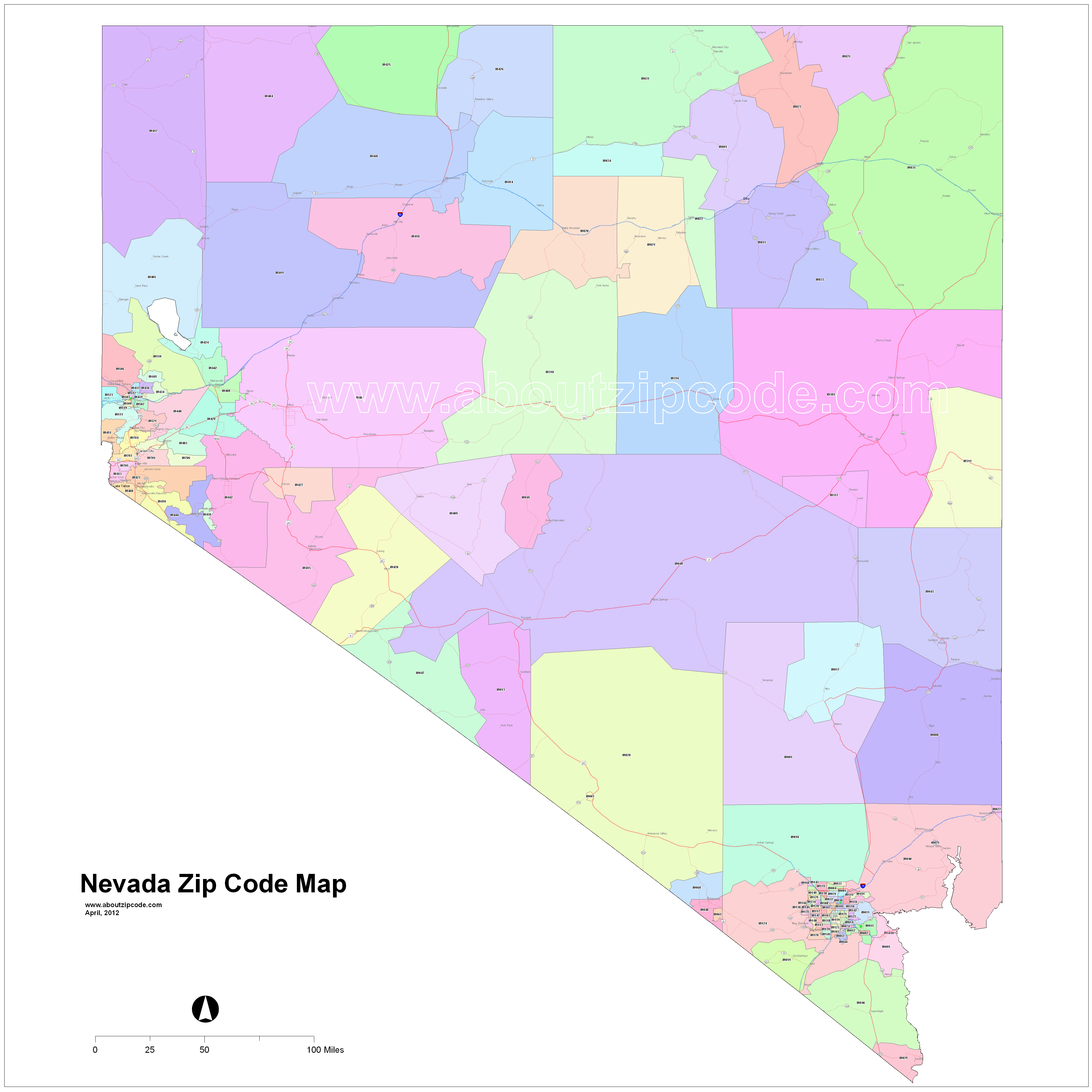 Zip Code Map Of Nevada World Map 4308